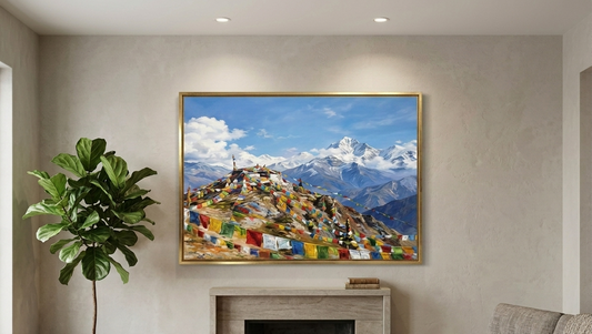 Vibrant Landscape Gumba Mountain Porcelain Wall Art (70x100 cm)