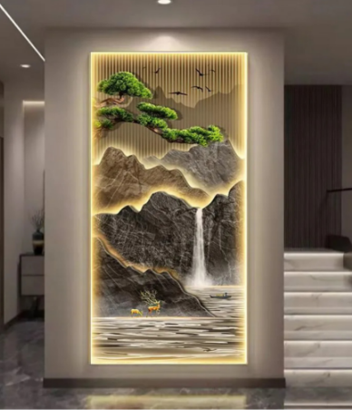 Bonsai Porcelain Wall Art with Crystals & LED lights (70x100 cm)