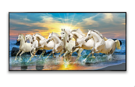7 Horse Porcelain Wall Art with Crystals & LED lights (70x100 cm)