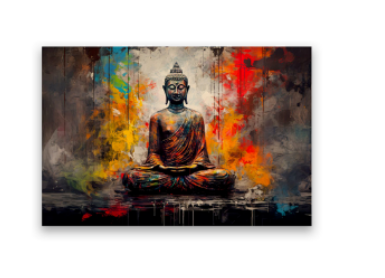 Buddha Porcelain Wall Art with Crystals & LED lights (70x100 cm)