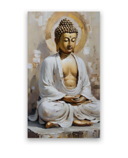 Buddha Porcelain Wall Art with Crystals & LED lights (70x100 cm)