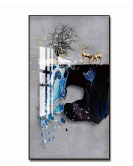 Abstract Deer Porcelain Wall Art with Crystals & LED lights (70x100 cm)