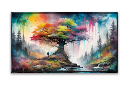 Fantasy - Colourful Tree Porcelain Wall Art with LED lights (70x100 cm)