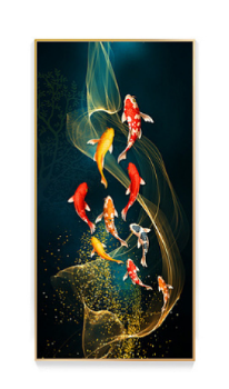 Koi Fish Porcelain Wall Art with Crystals & LED lights (70x100 cm)