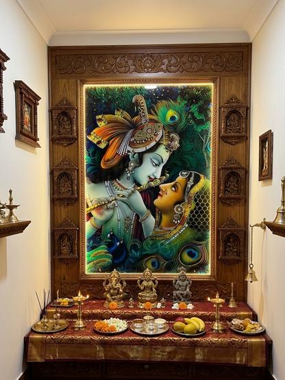 Radha Krishna Porcelain Wall Art with Crystals (70x100 cm)