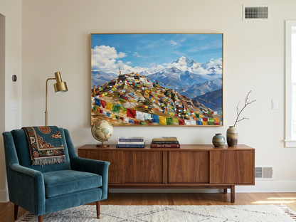Vibrant Landscape Gumba Mountain Porcelain Wall Art (70x100 cm)
