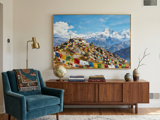 Vibrant Landscape Gumba Mountain Porcelain Wall Art (70x100 cm)