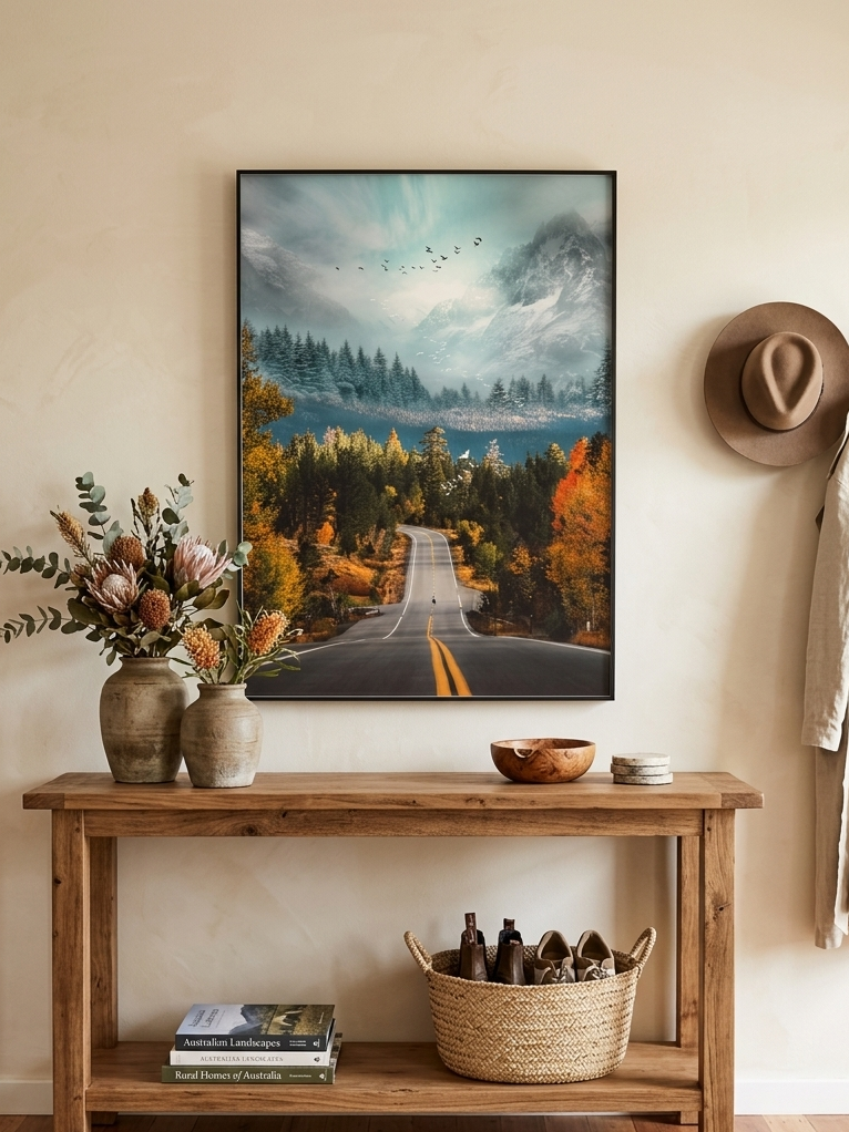Country Road Porcelain Wall Art with LED lights (70x100 cm)