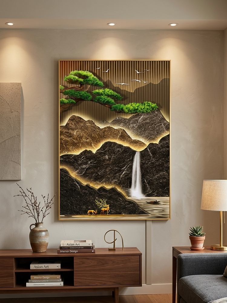 Bonsai Porcelain Wall Art with Crystals & LED lights (70x100 cm)