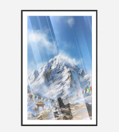 Mountain Porcelain Wall Art with Clock (70x100 cm)